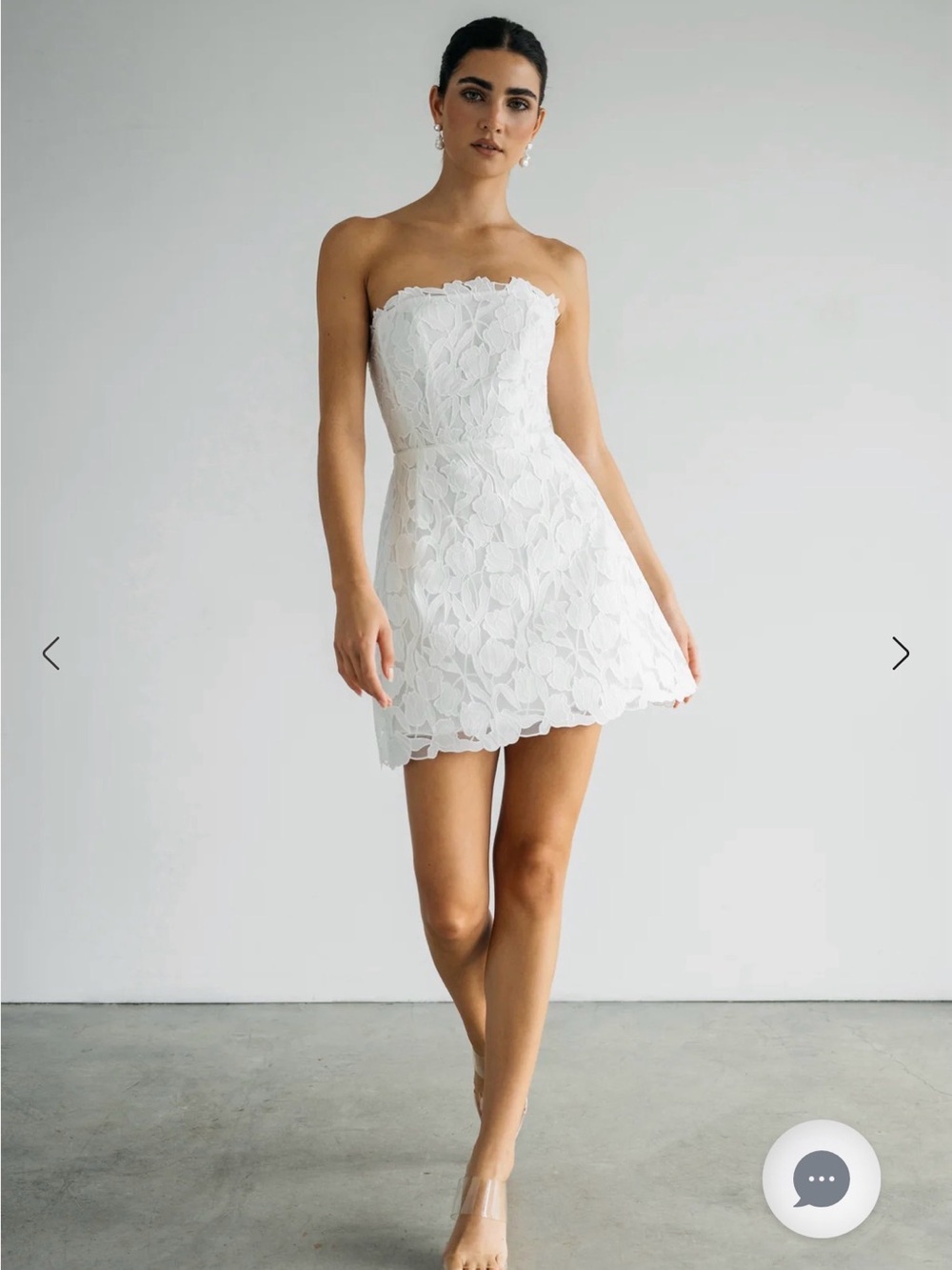 Jenny Yoo Strapless White Floral Lace Mini Dress